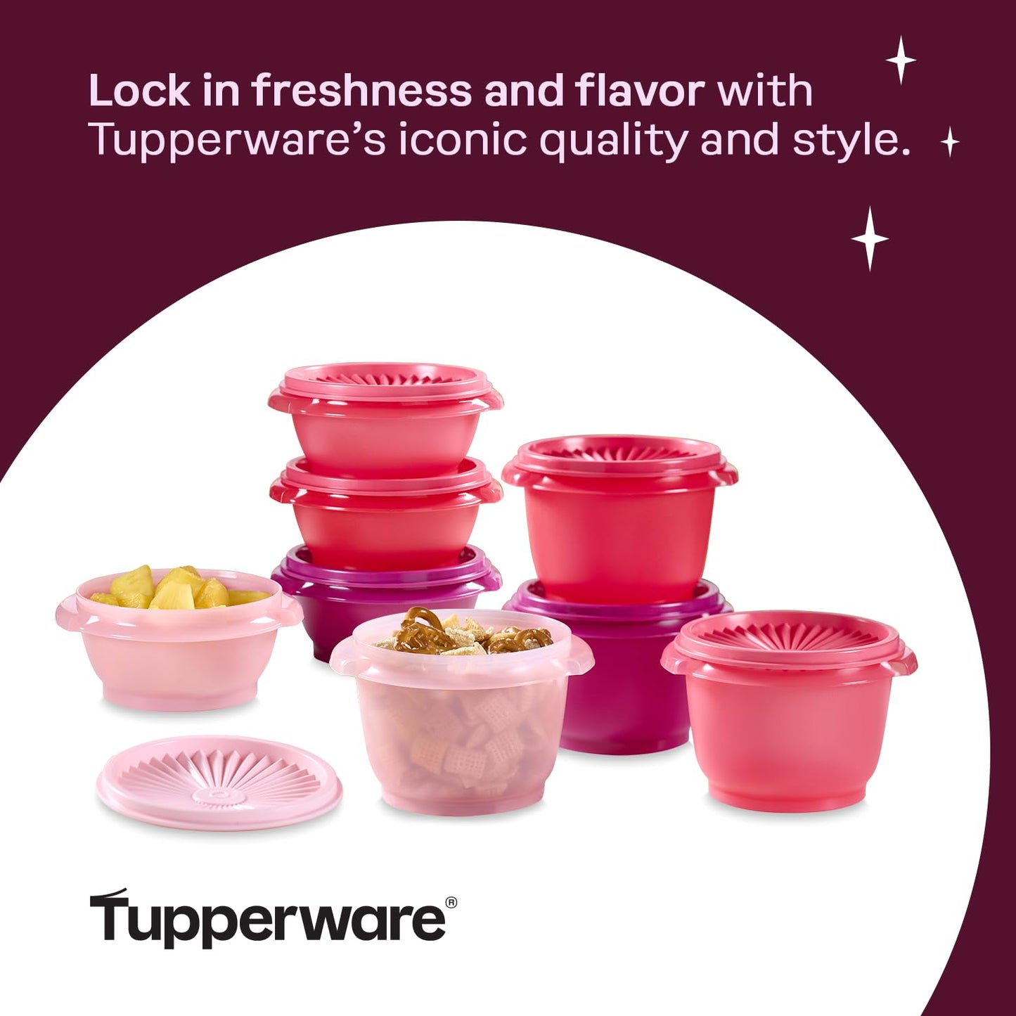Tupperware Heritage Collection, New 16 Piece Food Storage Container Set in Vintage Pink, Dishwasher Safe and BPA Free (8 containers, 8 lids)