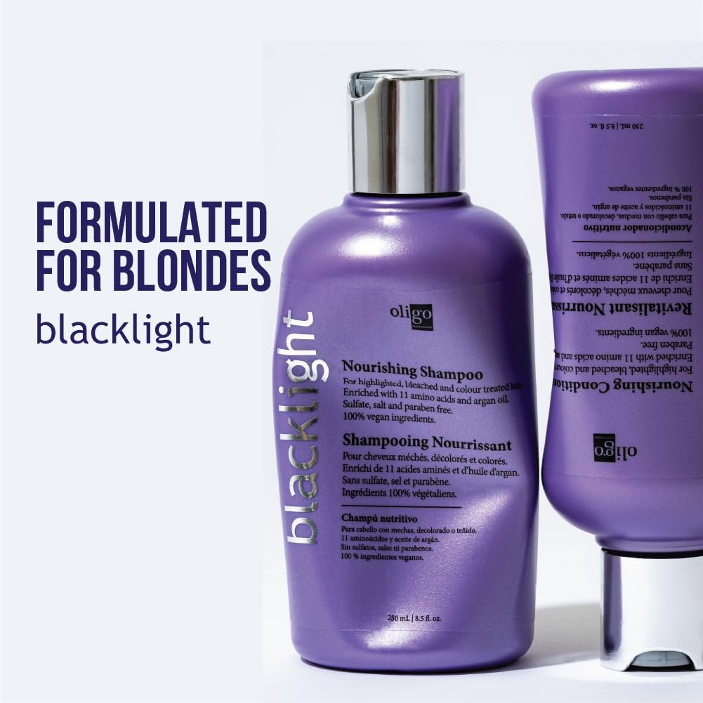 Oligo Professionnel - Blacklight Nourishing Shampoo & Conditionner for blondes - Sulfate-Free - Vegan - For color treated hair- Hydrating formula