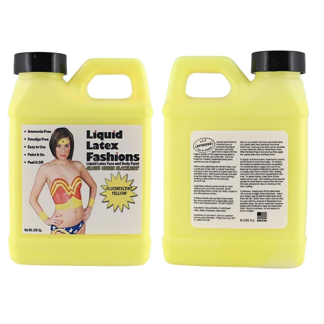 Fluorescent Yellow 8oz Liquid Latex - UV Black Light Body Paint