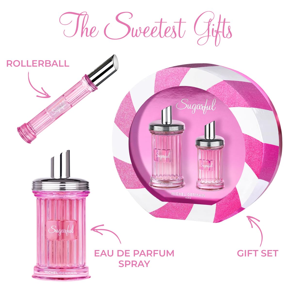 Michel Germain Sugarful Eau de Parfum, Notes of Wild Strawberry, Pink Peony, Pink Cotton Candy, Vanilla, 1.4 Fl Oz