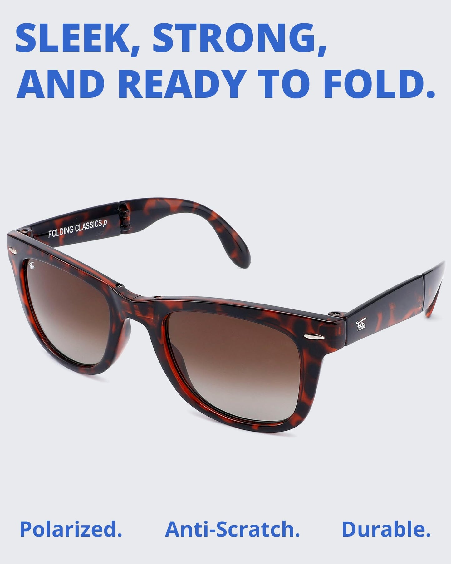 Foldies Classic Folding Sunglasses Polarized, UV400, UVA, UVB Protection for Men Women, Folding Sunglasses Leather Case