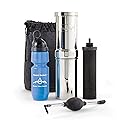 Go Water Filter Kit with 1 Qt. Berkey Gravity Fed Water Filter System, Sport Bottle and Black Primer