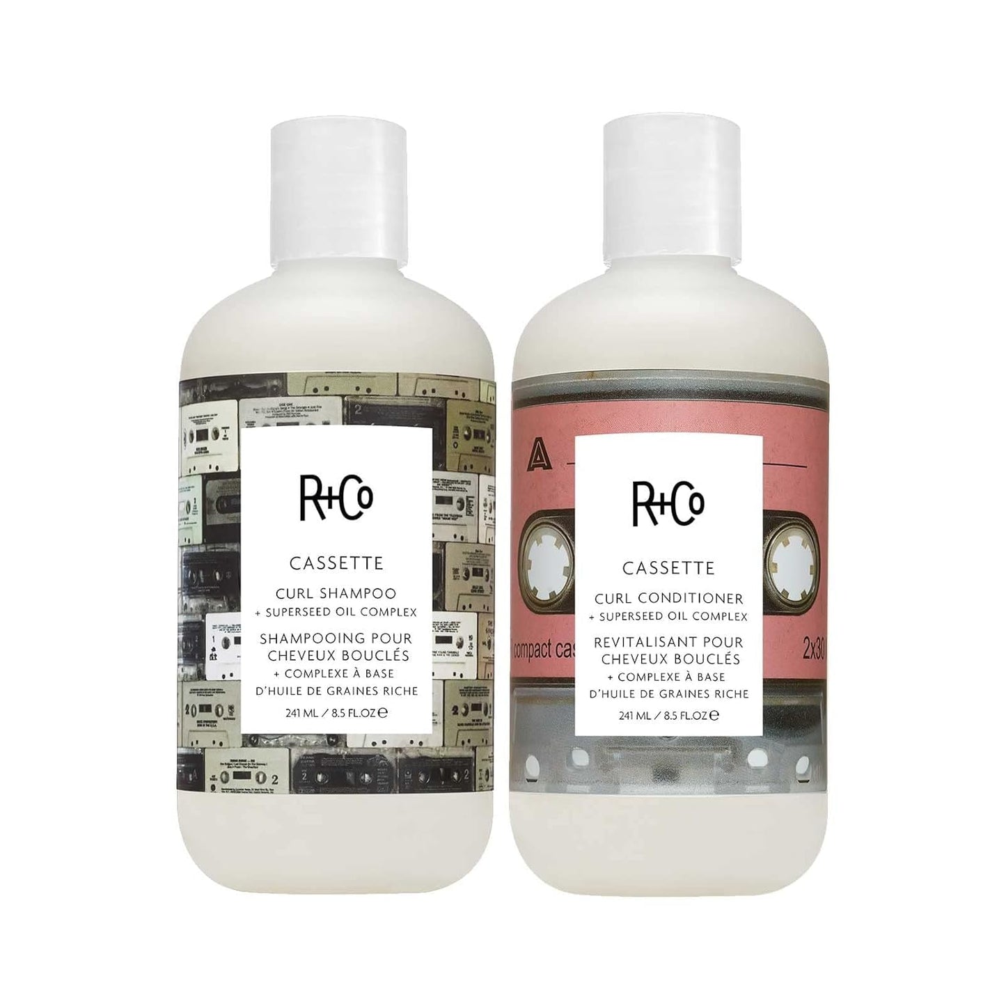 R+Co Cassette Curl Shampoo and Conditioner Set - Lightweight Curl Definition & Frizz Control for Natural, Bouncy Curls - Adds Shine & Moisture