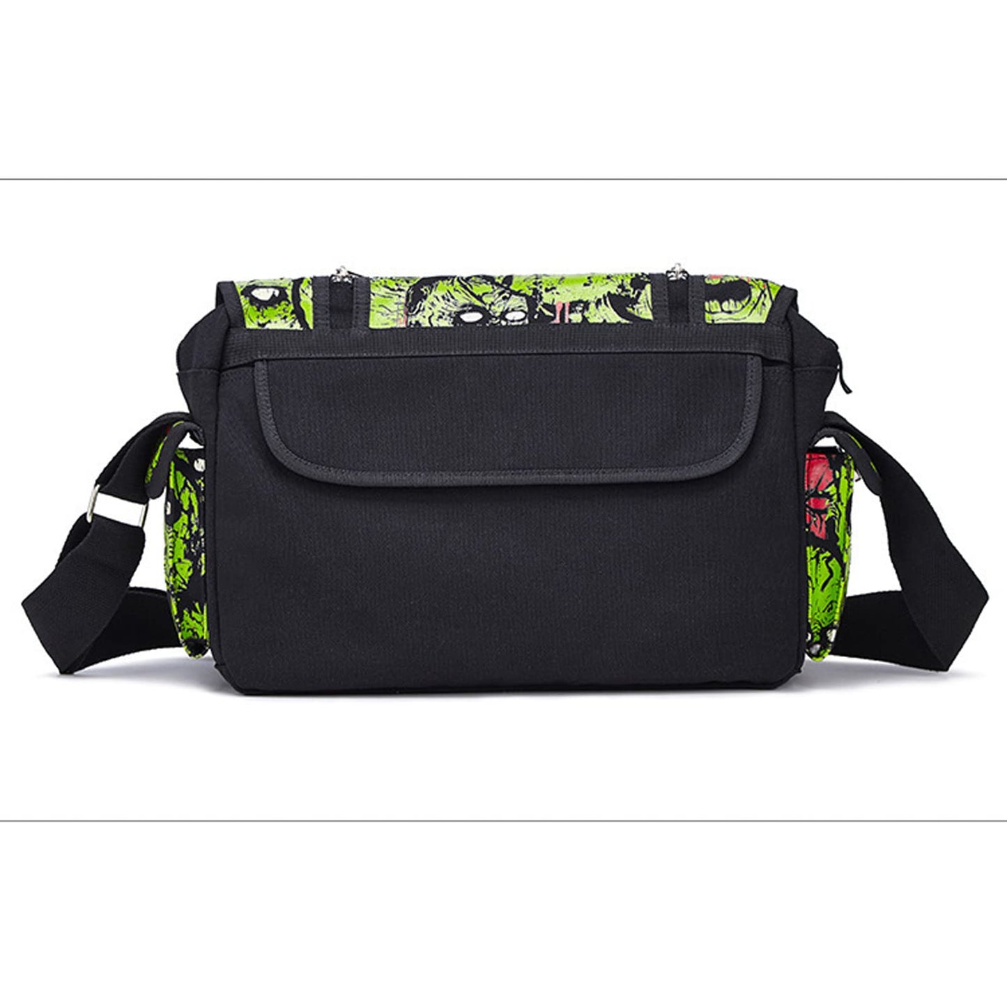 MEOKIM Gothic Canvas Backpack with Printed Skull - Green Tote Bag