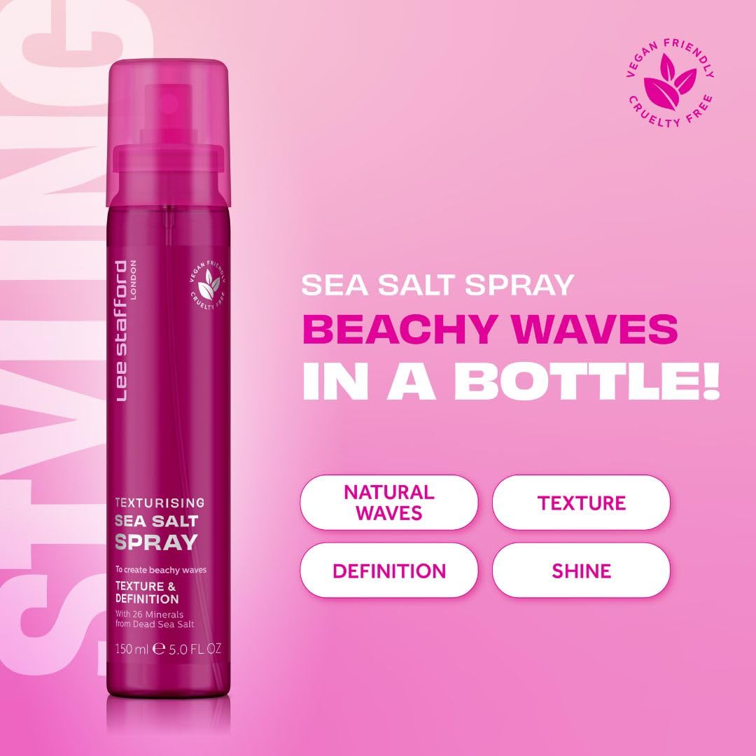 Lee Stafford Sea Salt Hair Texturizing Spray | Styling - for Natural Tousled Surf Beach Waves, Adds Shine, Texture, & Definition, Quick Styling, Best