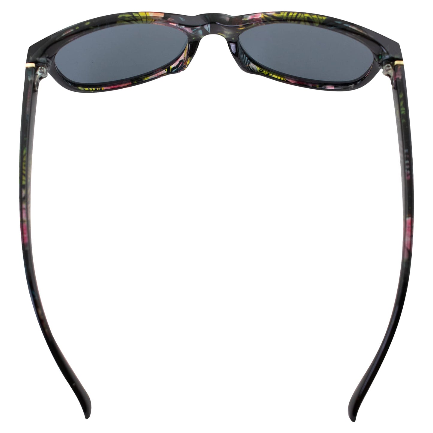 Islander Eyes Barbados Polarized Sunglasses for Women Black Flower-Printed Frame w/Smoke Lens
