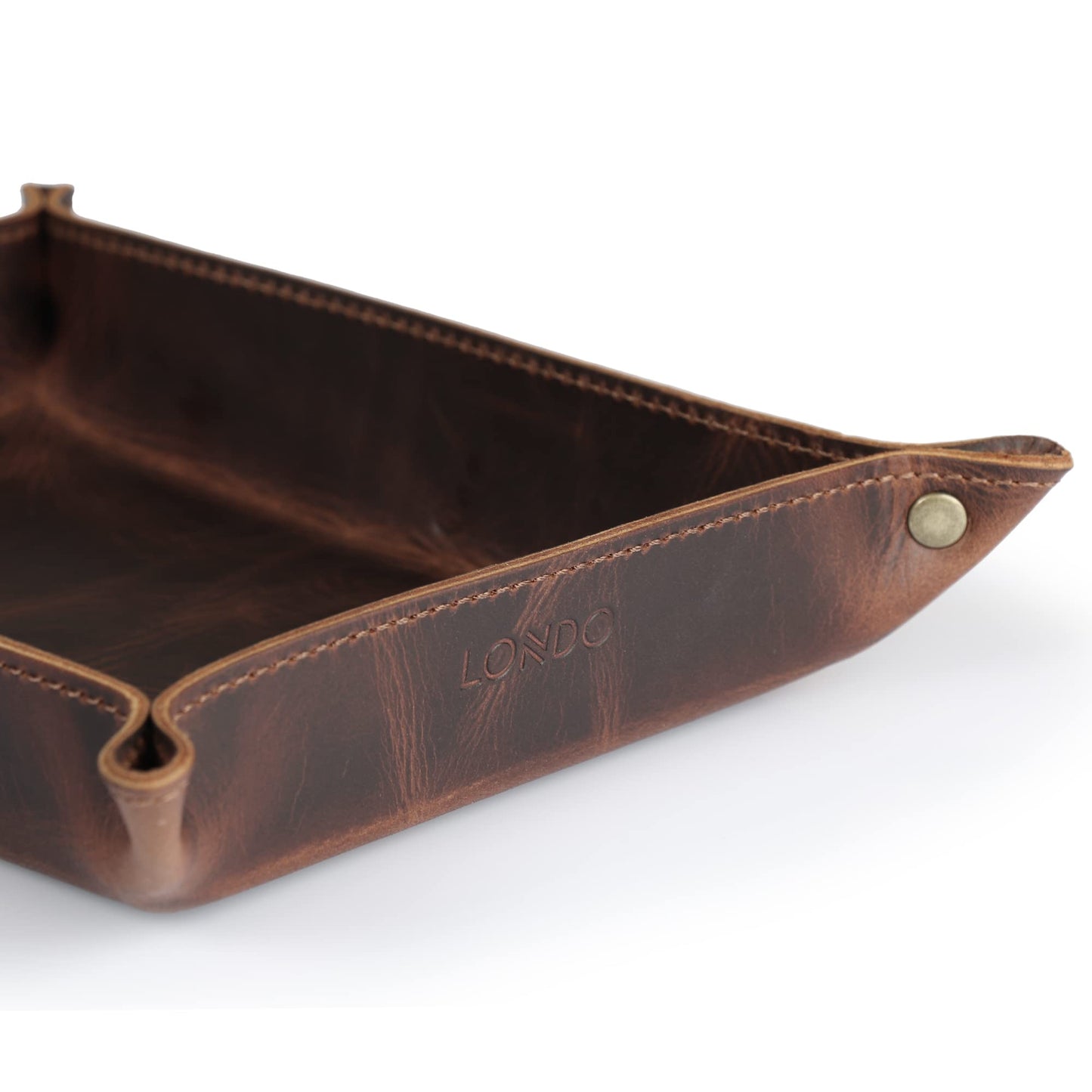 Londo Genuine Leather Tray Organizer - Practical Lightweight Water Resistant Computer Table Desk Storage Box for Wallets, Watches, Keys, Coins, Cell…