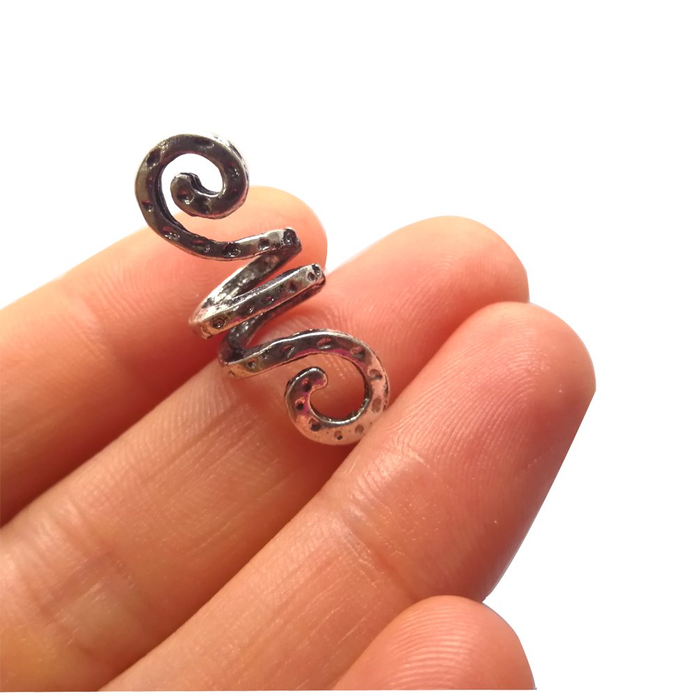 LQQQL Vikings Spiral Hair Beads Rings - Dreadlock Accessories, Norse Hair Coils & Pendants for Braids, Beards, Bracelets DIY (3 Small pcs)