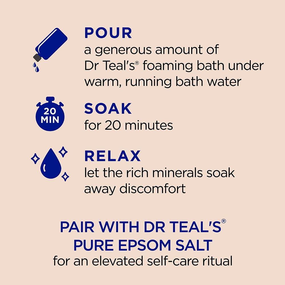 Dr Teal's Foaming Bath with Pure Epsom Salt, Soothe & Comfort with Oat Milk & Argan Oil, 34 fl oz