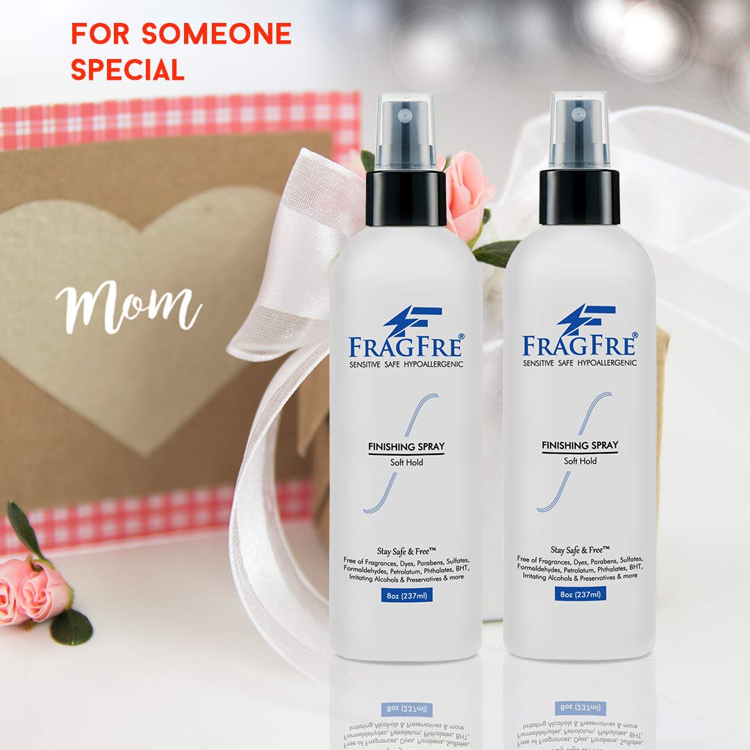 FRAGFRE Hair Finishing Spray 8 oz - Flexible Soft Hold - Hair Spray for Sensitive Skin - Fragrance Free Hypoallergenic Parabens Free - Non Irritating