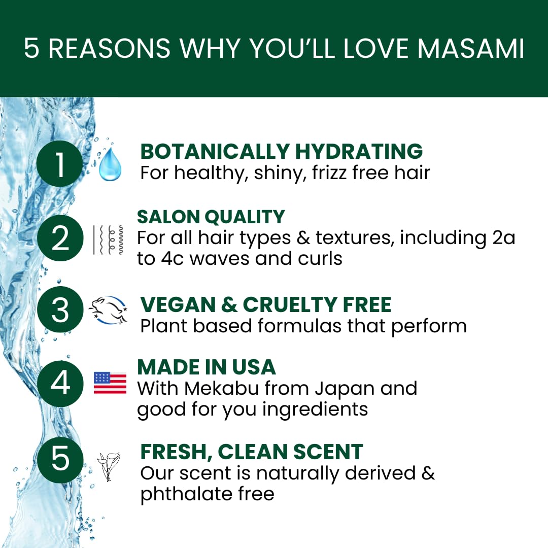 MASAMI Mekabu Hydrating Shine Serum | Sulfate Free | Paraben Free | Phthalate Free | Cruelty Free | Vegan | Salon Quality | Color Safe