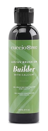 Cuccio Pro Brush-On Builder Gel with Calcium - LED and UV Self-Leveling Formula - Soak-Off Gel with Hard Gel Strength - Chip-Resistant Clear Finish