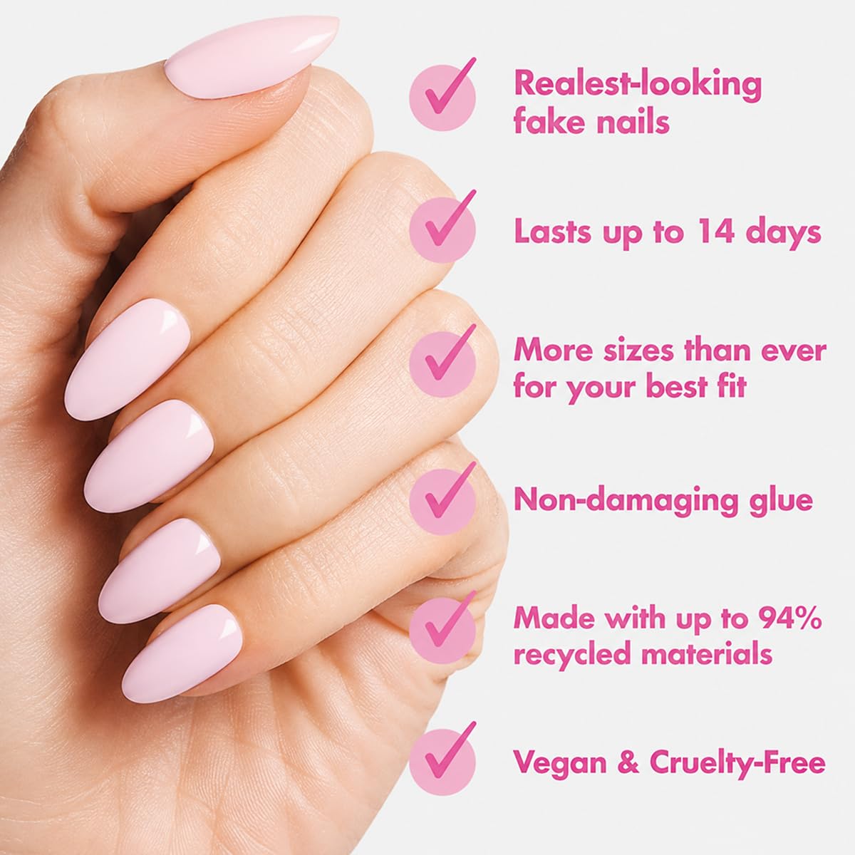 Olive & June Instant Mani Press-On Nails (Glue) | 42 Fake Nails, 21 Sizes | Non-Toxic Long-Lasting Recycled Materials Realistic Look | Salon-Quality Beauty & Personal Care Olive & June