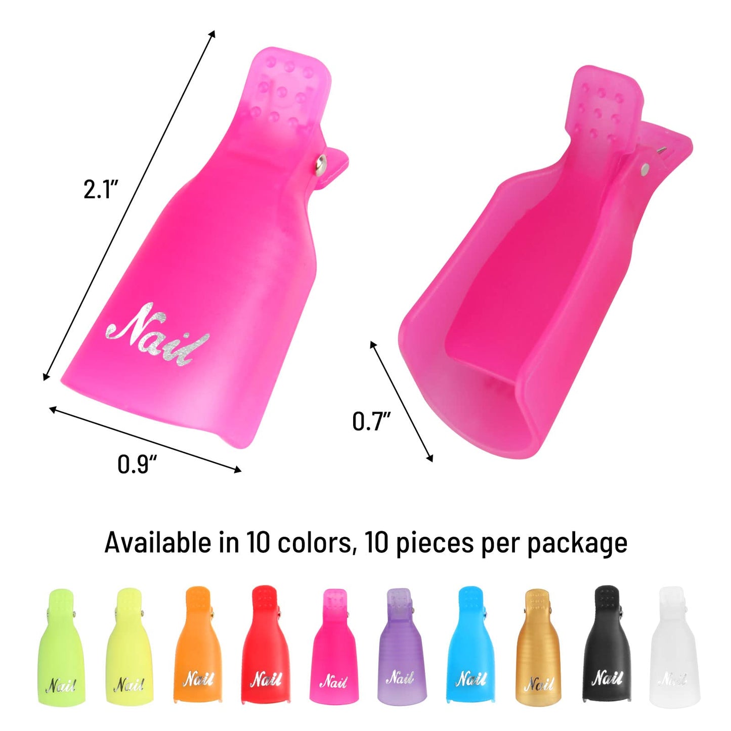 10Pcs Plastic Acrylic Nail Art Soak Off Cap Clip UV Gel Polish Remover Wrap Tool Gel Nail Polish Remover Clips for Fingernail Removal Soak Off Clips