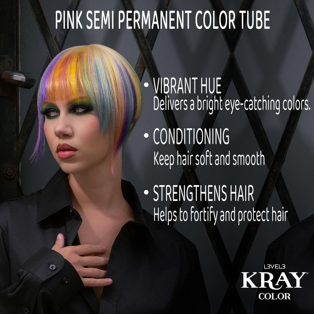 L3 - Level 3 Kray Semi Permanent Hair Color - Semi Permanent Hair Dye with Aloe Vera - Pink