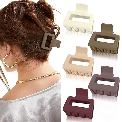 ATODEN Small Claw Clips for Thin Fine Short Hair - 5 Pcs Matte Mini Jaw Clips Hair Accessories for Women Girls