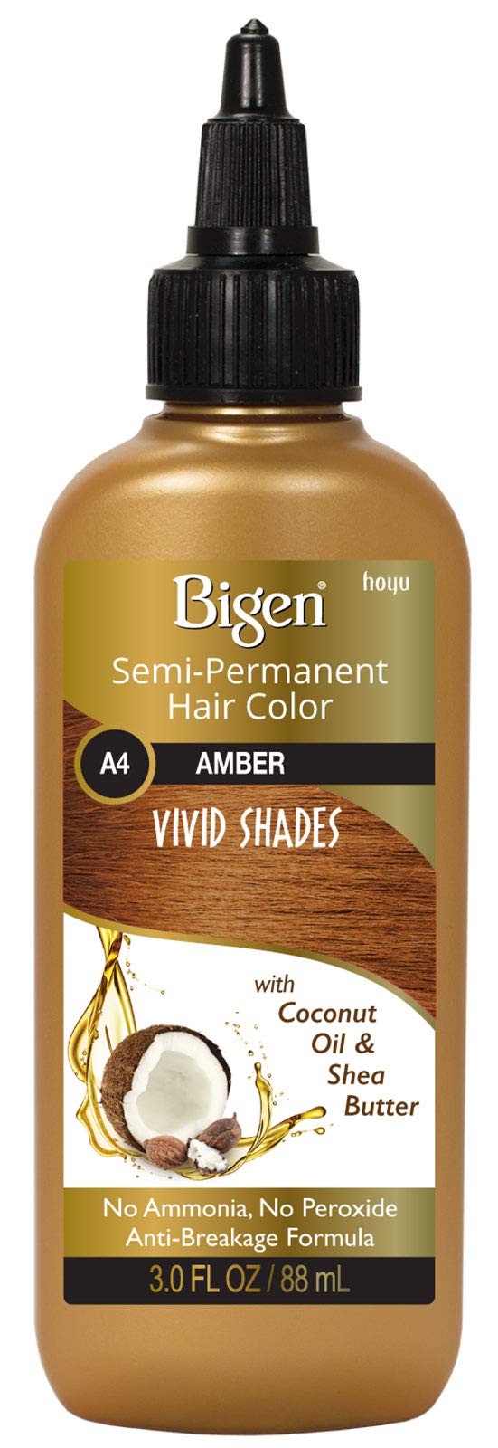 Bigen Semi Permanent Hair Color #A4 Amber, 3 oz (Packs of 6)