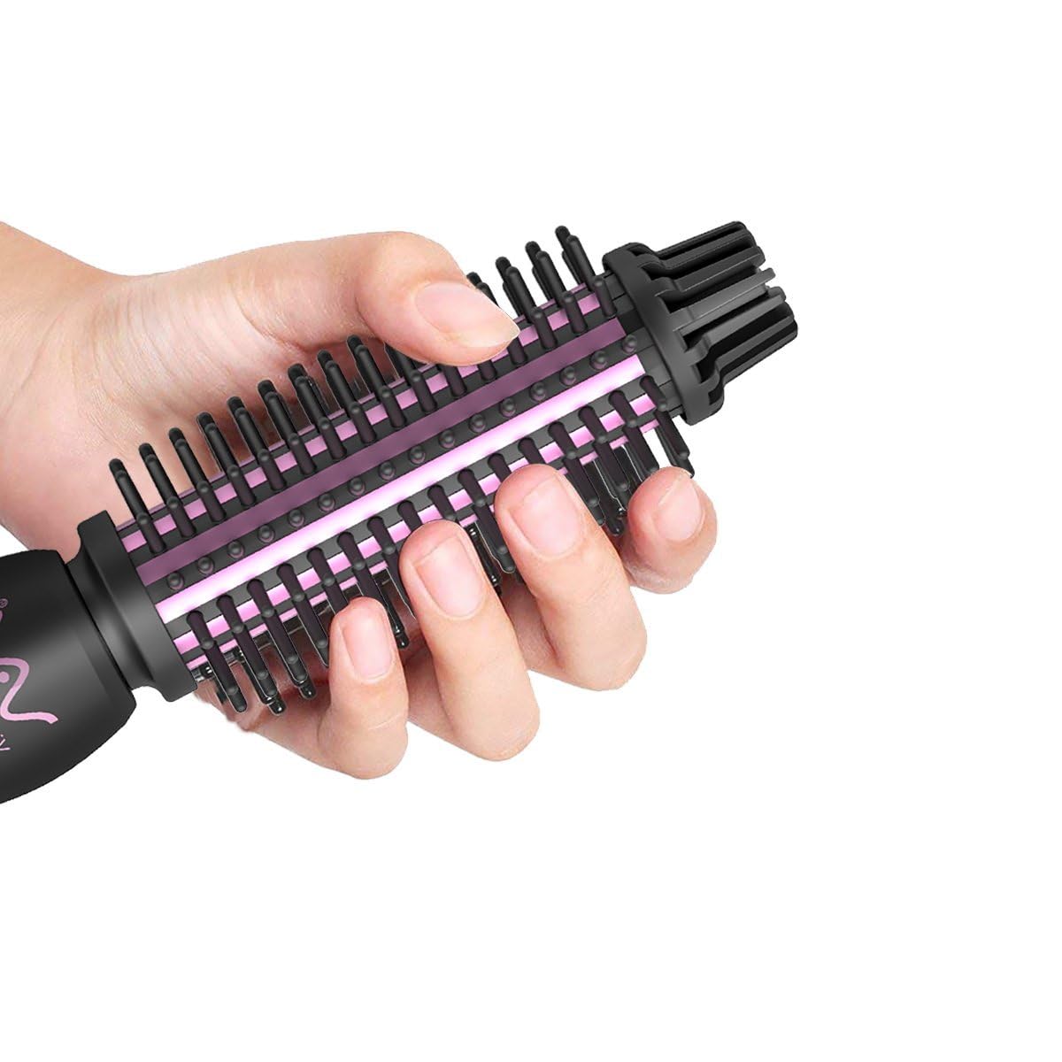 2IN1 Hair Brush Iron Professional Ceramic Hair Curling Iron/Straightener,Anti-Scald Nylon Bristles,Negative Ionic Dual Voltage for Travel,Curls