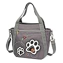 CHALA Venture Mini Carryall - RFID Protected Nylon Bag with Adjustable Crossbody Strap - Paw Print - gray