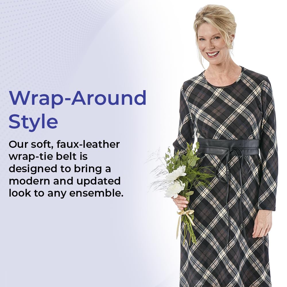 Wrap-tie Belt for Women, Soft Faux Leather Obi Belt, Cinch For Dress, Wrap Around Wide Waistband