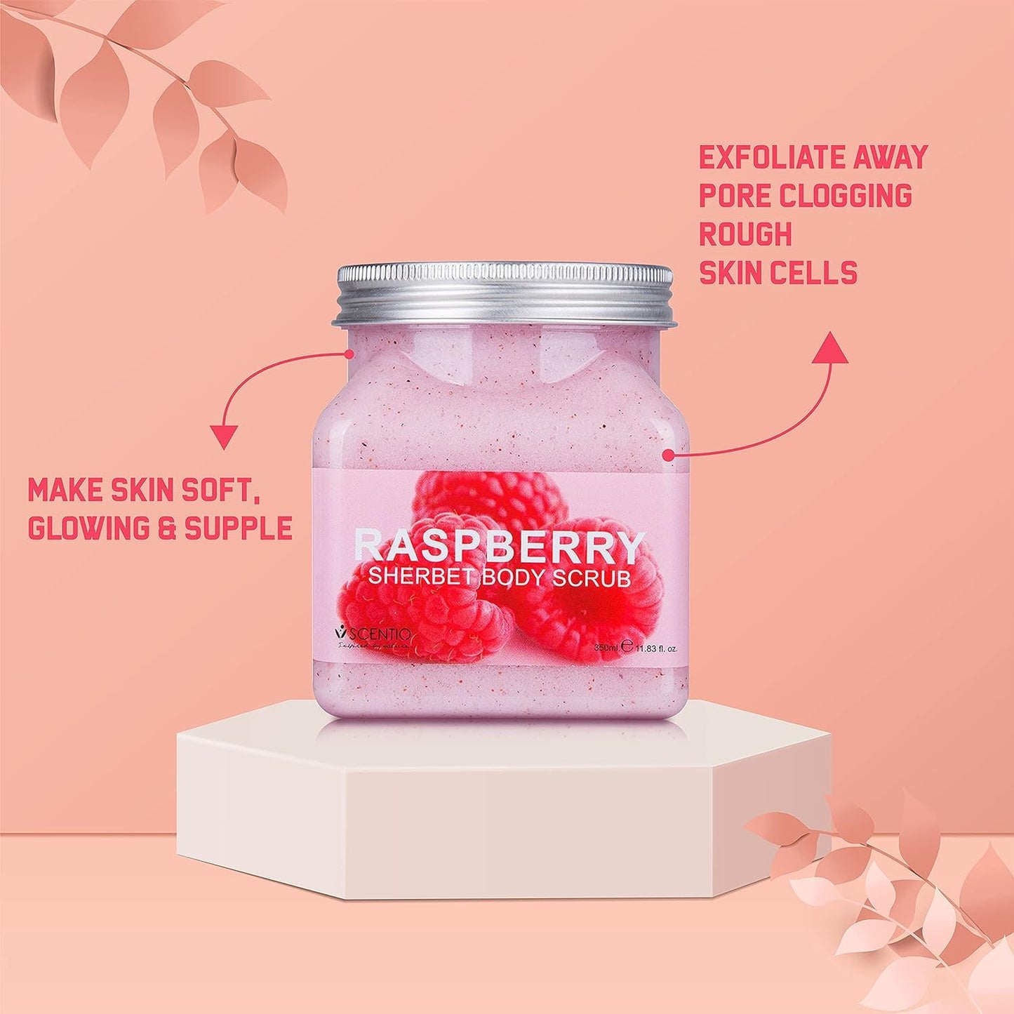 SCENTIO RASPBERRY PORE MINIMIZING SHERBET SCRUB 350 ML.
