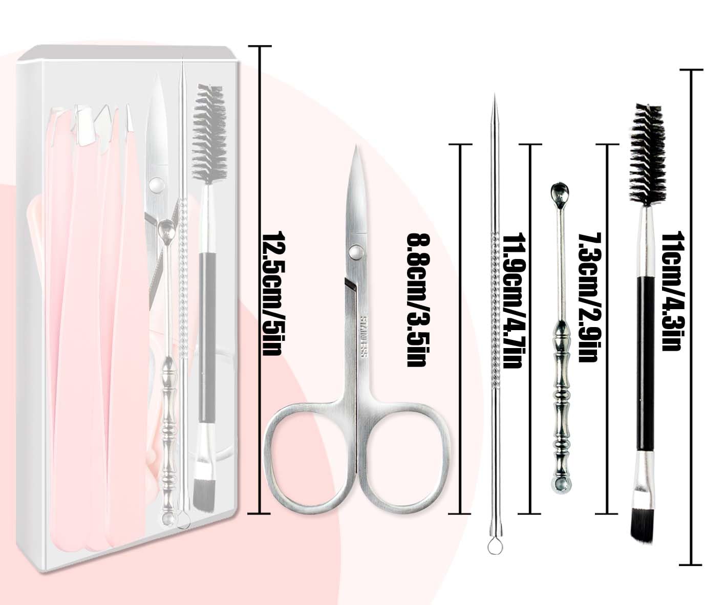 Muzioiernsu Tweezers for Women Facial Hair Eyebrow Kit Tweezer Set Pink Beauty and Personal Care Muzioiernsu
