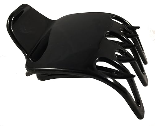 Parcelona French Paw Black Wide Covered Spring Side Slide In Jaw Yoga Hair Claw Clip