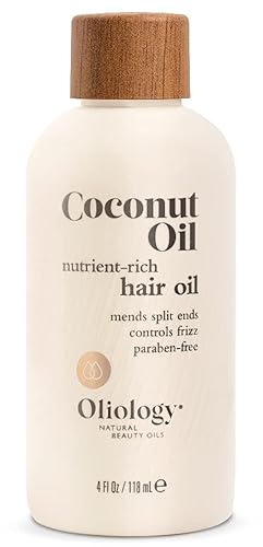 Oliology Coconut Hair Oil - Meds Split Ends, Controls Frizz, Hydrates & Softens - Lightweight Formula Helps Repair Distressed Hair from Heat Styling