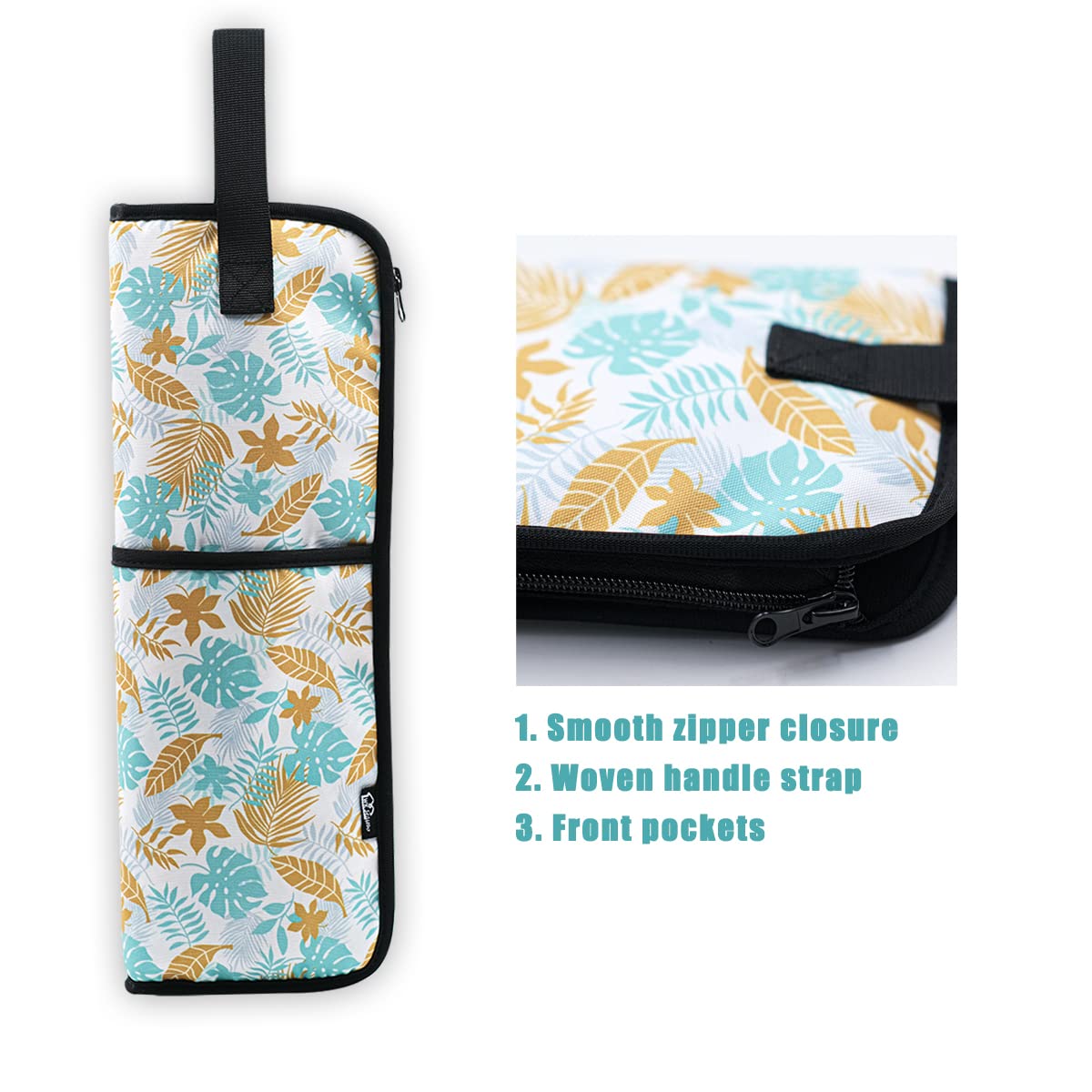 2 Pieces Hair Flat Iron Case Holder Canvas Bag Heat Resistant Curling Iron Silicone Straightener Holder Mat for Hair Tools Curling Iron Organizer Bag