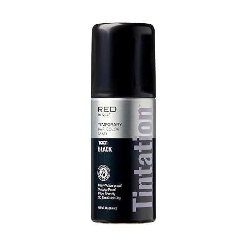 RED by Kiss 1.5OZ. Tintation Temporary Hair Color Spray, Instant Gray Root Cover Up, Water-Resistant, Smudge-Proof, Hairline & Barber Touch-Up, Quick