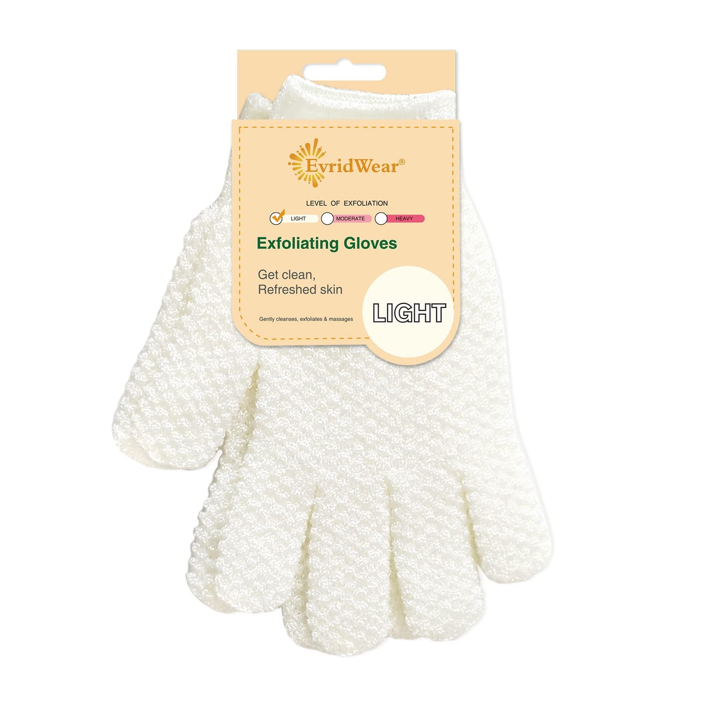 Evridwear Exfoliating Gloves for Shower, 100% Nylon Thick Soft Medium Heavy Bathing Gloves Dead Skin Remover Body Scrubber Smooth Skin with Hang Loop
