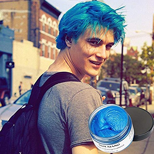 BeeShine Hair Coloring Wax, Blue Disposable Instant Matte Hairstyle Mud Cream Hair Pomades for Kids Men Women to Cosplay Nightclub Masquerade