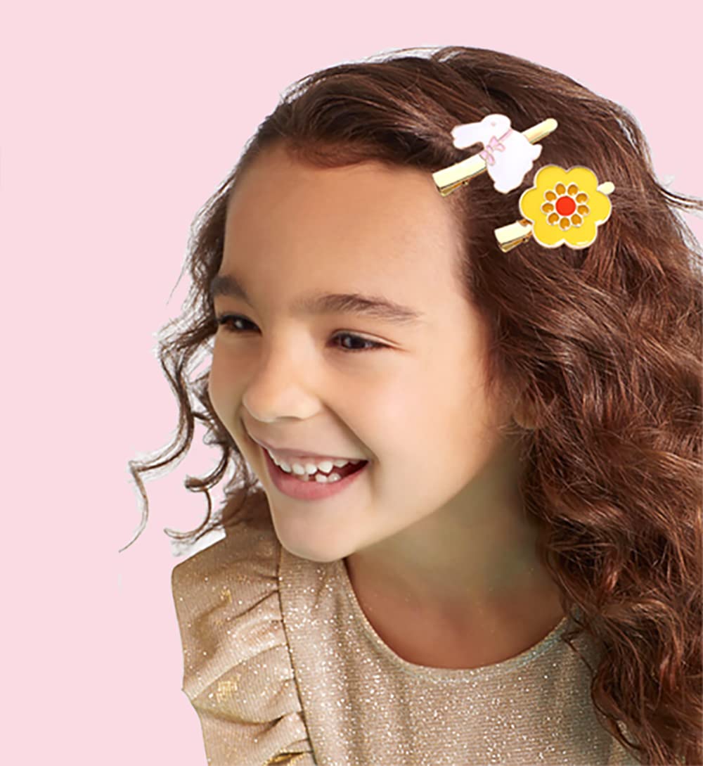 Easter Hair Clip Cute Enamel Bunny Egg Flower Hairpins Kawaii Easter Metal Alligator Clips for Women Girl Holiday Party Hair Accessories (Easter hair