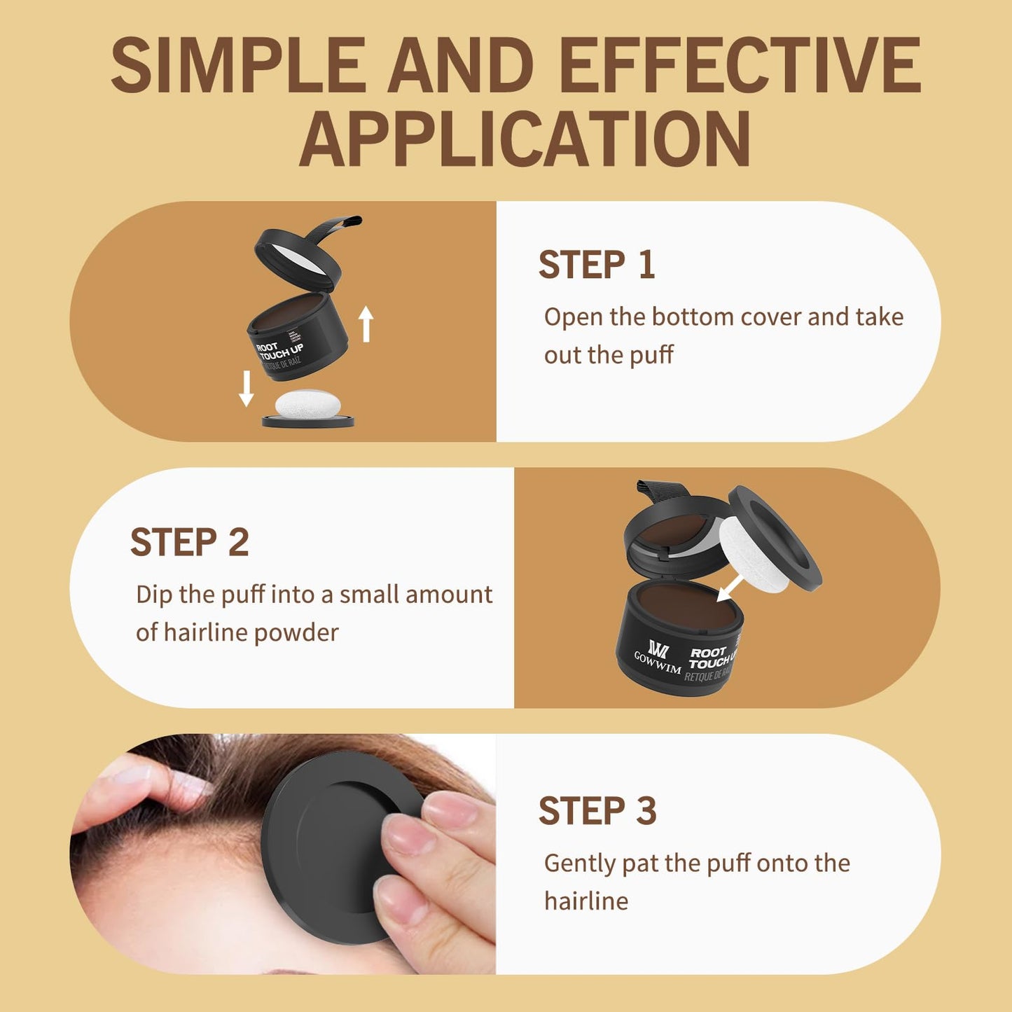 Hairline Powder (Medium Brown) - Instantly Cover Gray Roots, Hair Touch-Up, Hair Color Shadow for Thin Hair