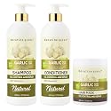 STYLE TREE Keratinequeen Garlic Hair Repair Set - Shampoo, Conditioner & Mask with Collagen & Keratin - 3-Piece Sulfate-Free Set for Hair Loss, Oil