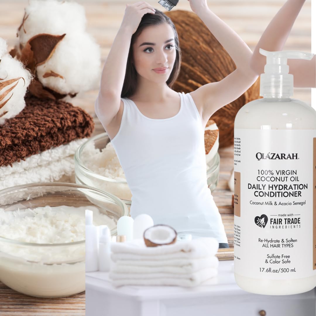 Coconut Revitalize and Nourish Hair Care Set - Coconut Milk/Oil Infused Ultimate Hydration Bundle (Shampoo, Conditioner, Leave-In Conditioner