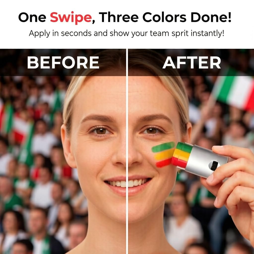 Red White Blue Face Paint Sticks, Patriotic Face & Body Paint for Sports, Festivals and Parties