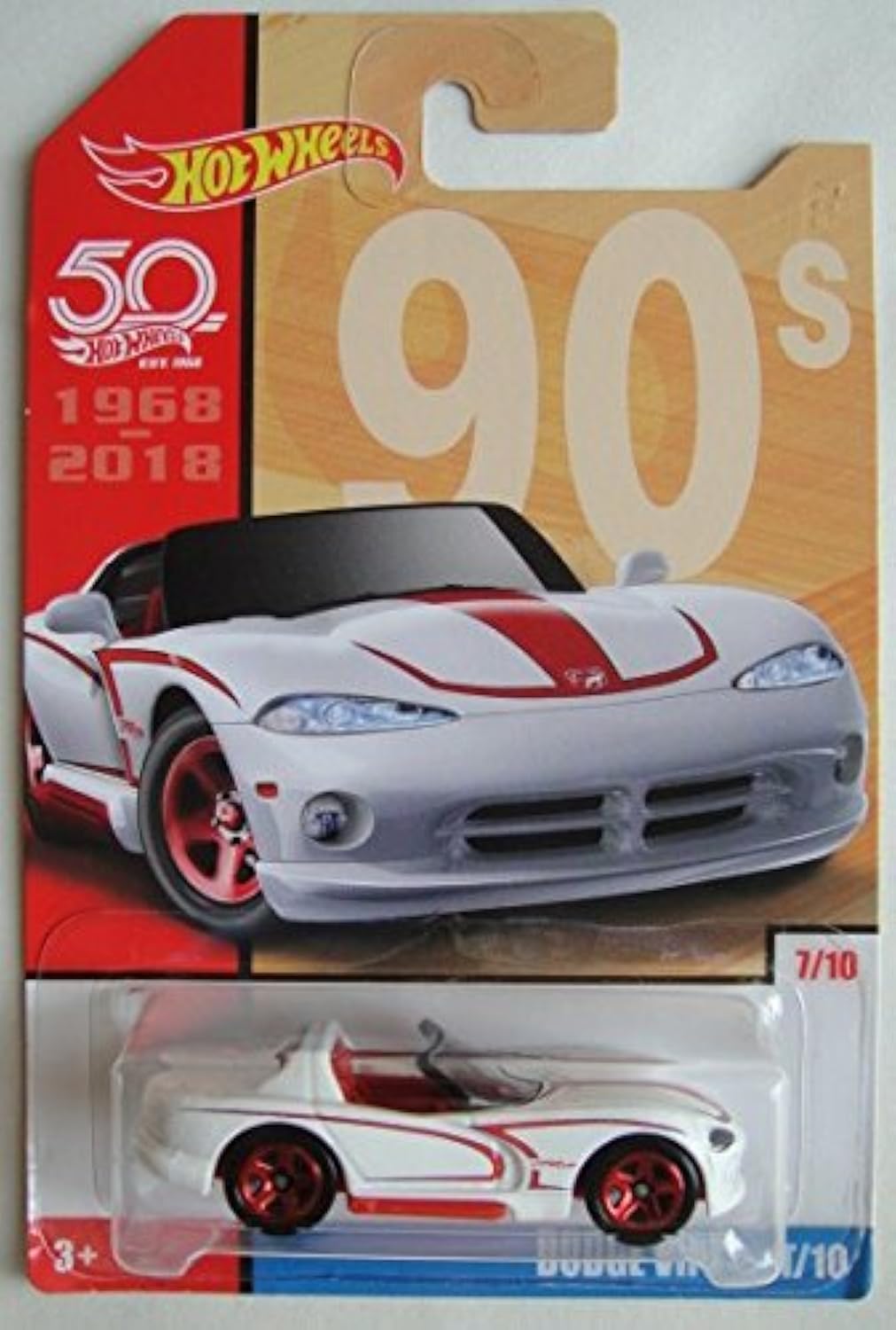 HOT WHEELS 90s, WHITE DODGE VIPER RT/10 50TH ANNIVERSARY 7/10