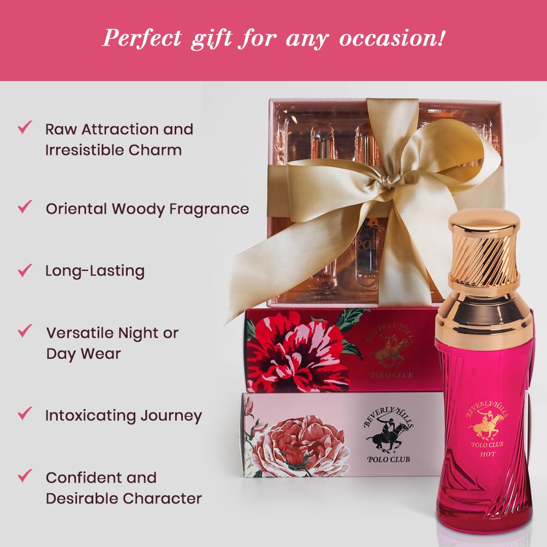 Beverly Hills Polo Club SEXY HOT - Cologne for Women with Notes of Amber & Vanilla - Sweet & Seductive Fragrance Scent - Eau De Toilette Spray 3.40fl.oz / 100ml (Packaging May Vary)