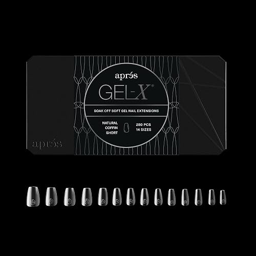 Apres Gel-X® Coffin Box of Nail Tips | 280 Gel-X Tips, Soft Tips, 14 Sizes 00-9 | Half-sizes Included (Natural Coffin Short, 280 Count) Beauty & Personal Care APRÉS