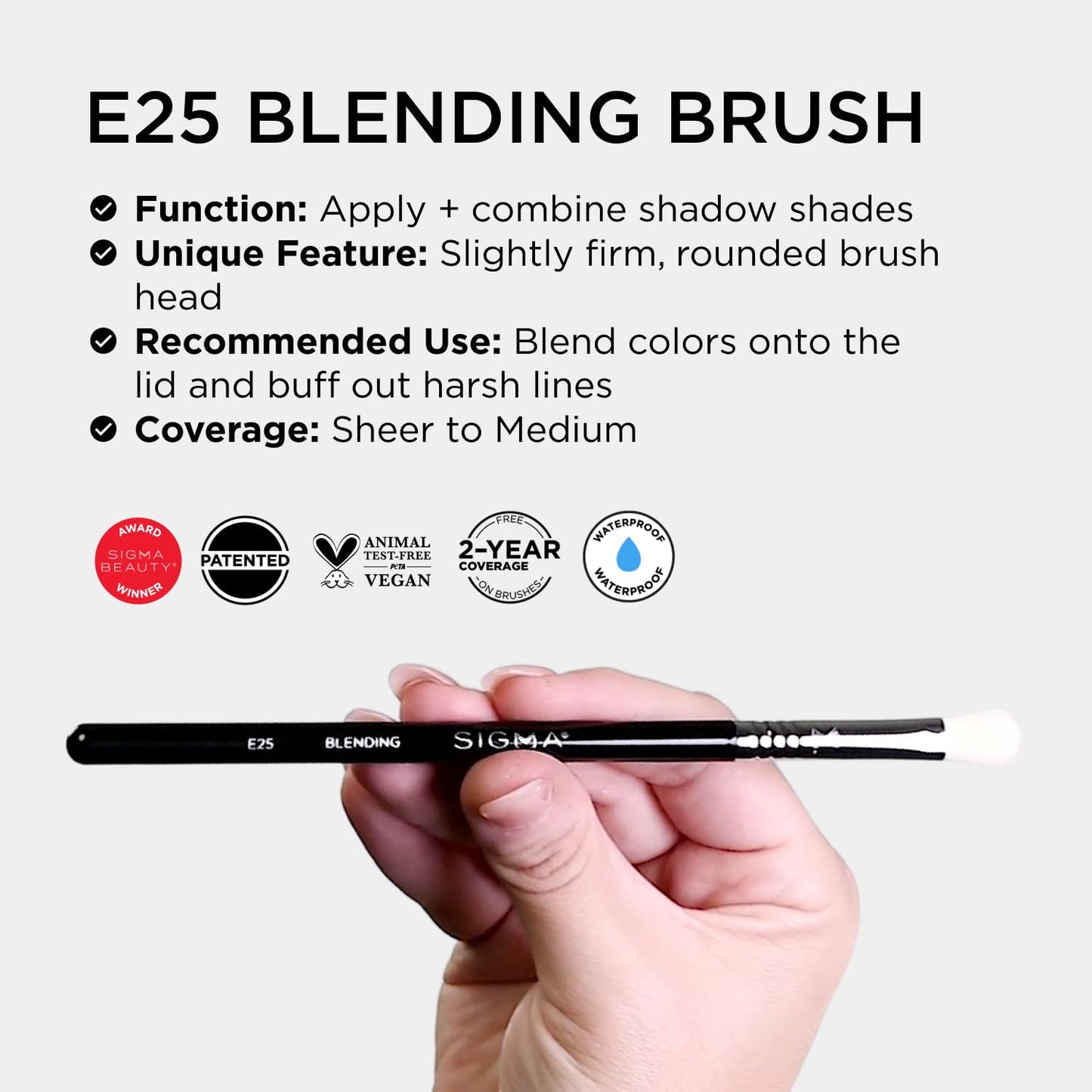 Sigma Beauty Professional E25 Eyeshadow Blending Brush - Professional Eyeshadow Brush for Seamless Eyeshadow Blending, Softens Dramatic Edges & Harsh