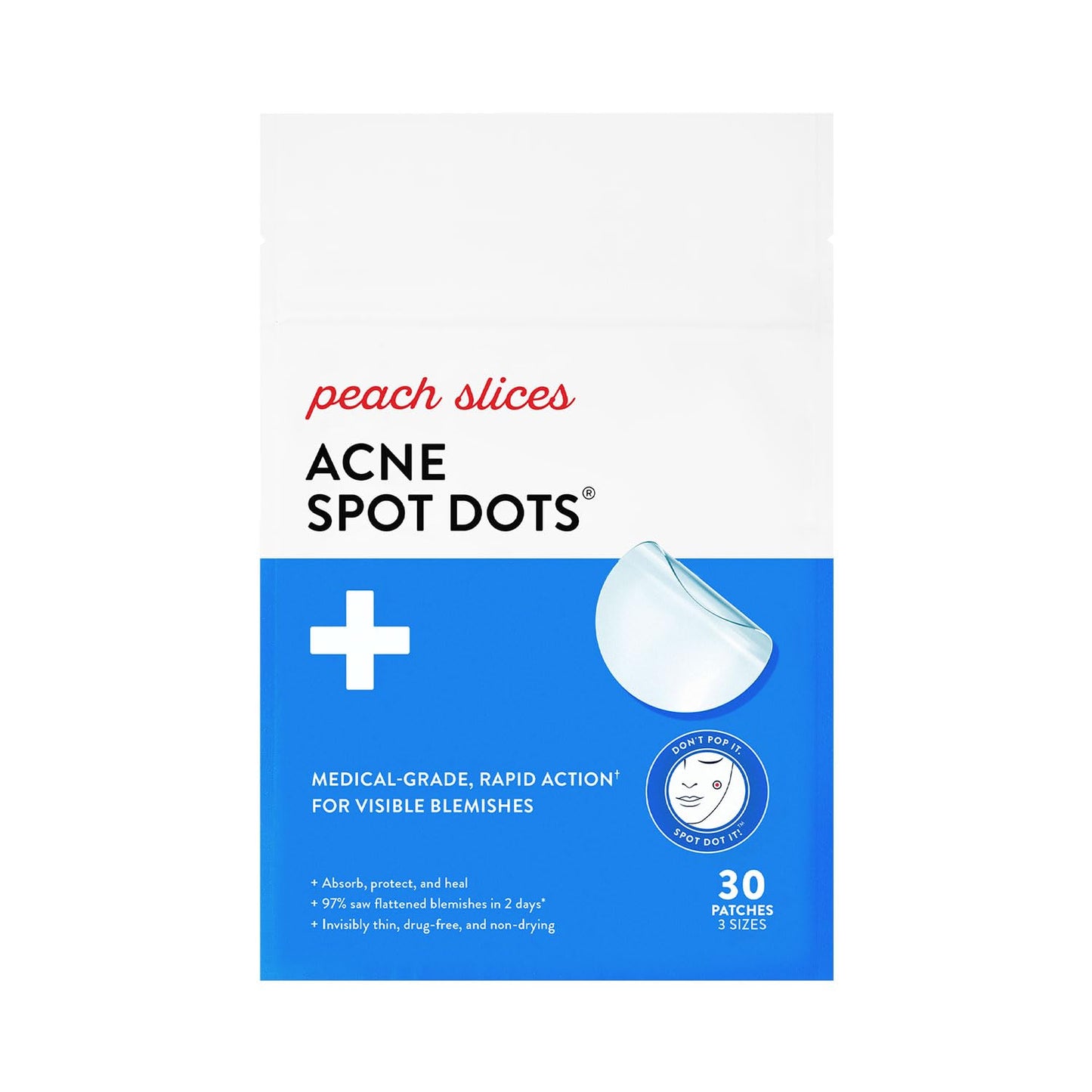 Peach Slices - Acne Spot Dots (30 ct) - Hydrocolloid Pimple Patches for Face - Absorb Gunk, Protect Picking & Support Healing - 3 Sizes (7, 10 Beauty and Personal Care Peach Slices Default Title