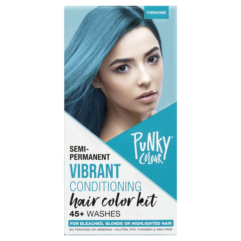 Punky Colour Box Kit Turquoise Semi Permanent Hair Color - Vegan, Cruelty-Free Conditioning Hair Dye, Lasts Up to 35 Washes