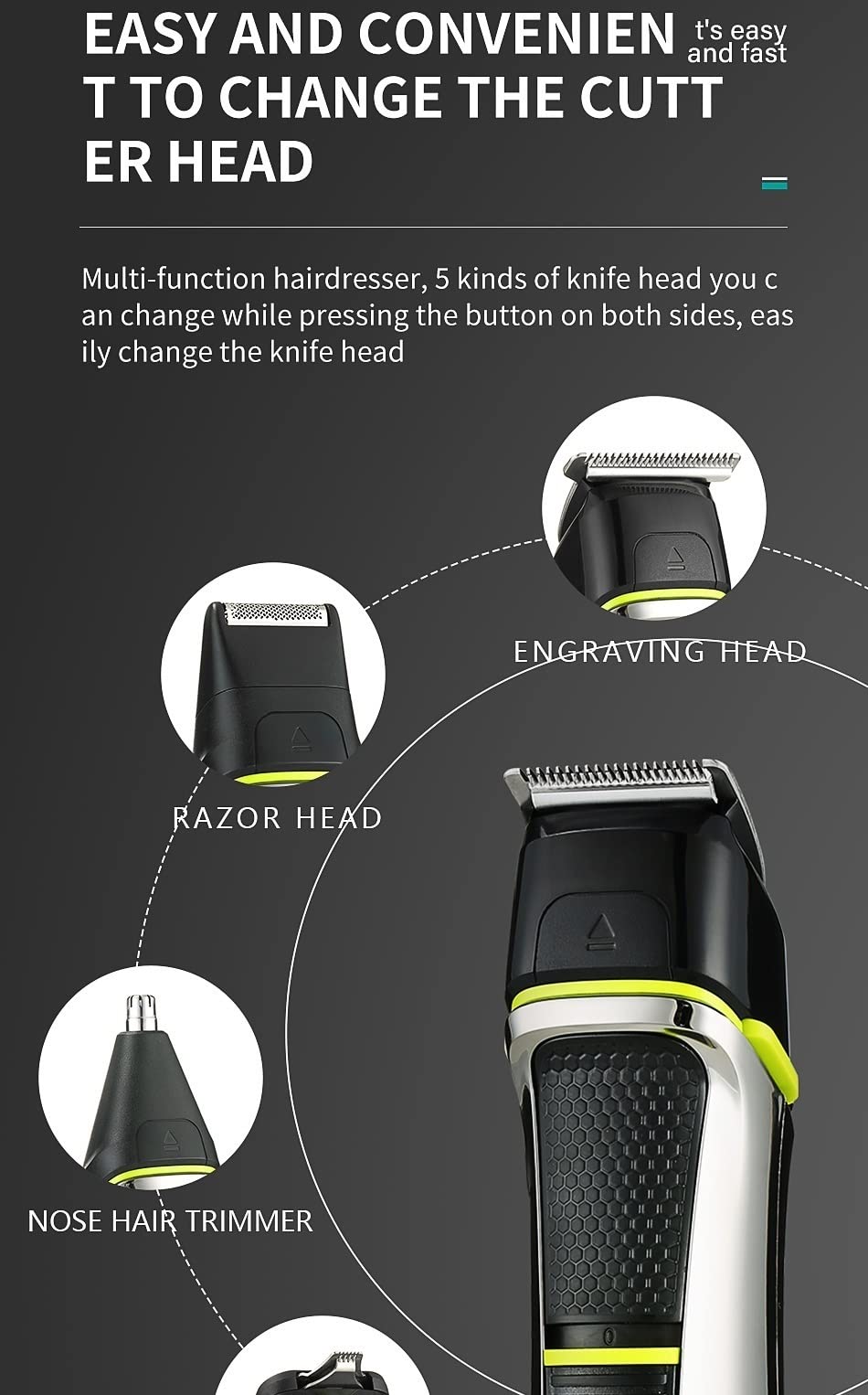 GLESVOWIO Pro Hair Clipper Rechargeable 5-in-1 Barber Tool Set Electric Clippers for Waterproof Carving and Shaving(Kit) Beauty and Personal Care GLESVOWIO