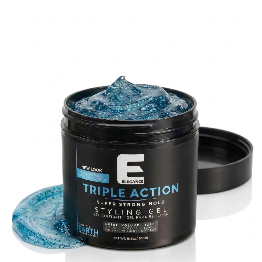 E Elegance Earth Fragrance Triple Action Hair Gel for Men And Women - Super Strong Hold, Extreme Volume, And Long Lasting Shine - Flake Free