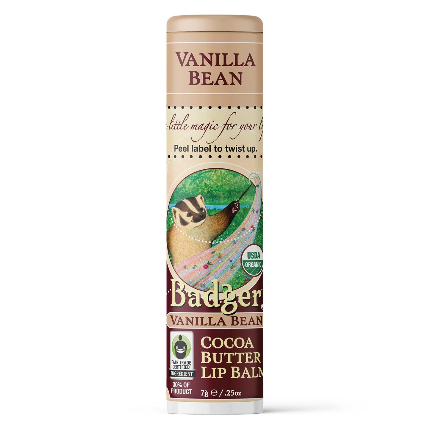 Badger - Cocoa Butter Lip Balm, Creamy Cocoa, Certified Organic Lip Balm, Fair Trade, Natural Lip Balm, Lip Butter, Lip Balm Cocoa Butter, Cocoa Care