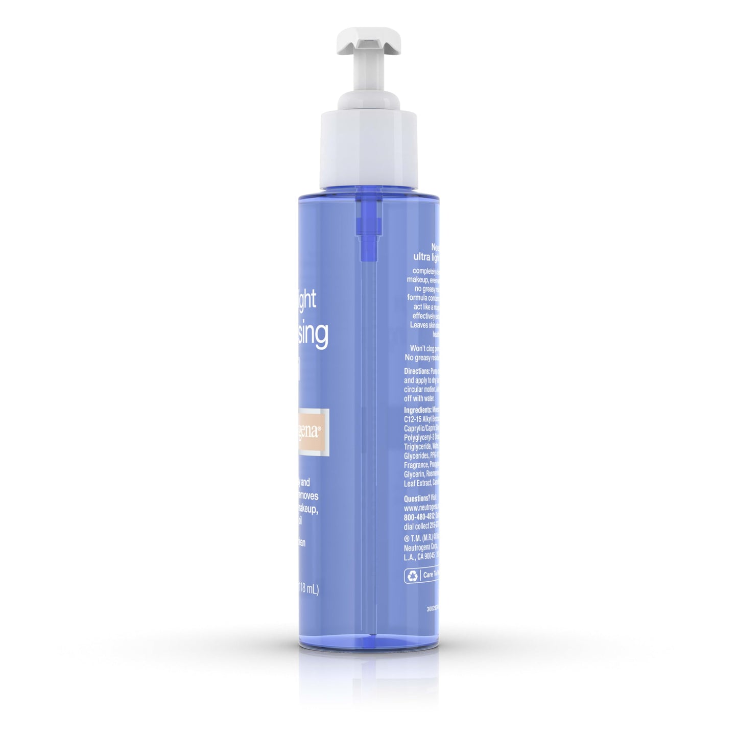 Neutrogena Ultra Light Facial Cleansing Oil & Makeup Remover, Non-Comedogenic Face Cleanser to Remove Dirt, Oil, Makeup & Waterproof Mascara, 4 fl. oz