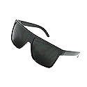 ShadyVEU Oversized Super Dark Lens Square Sunglasses Flat Top Large Black Out Shades for Migraines, Light Sensitivity