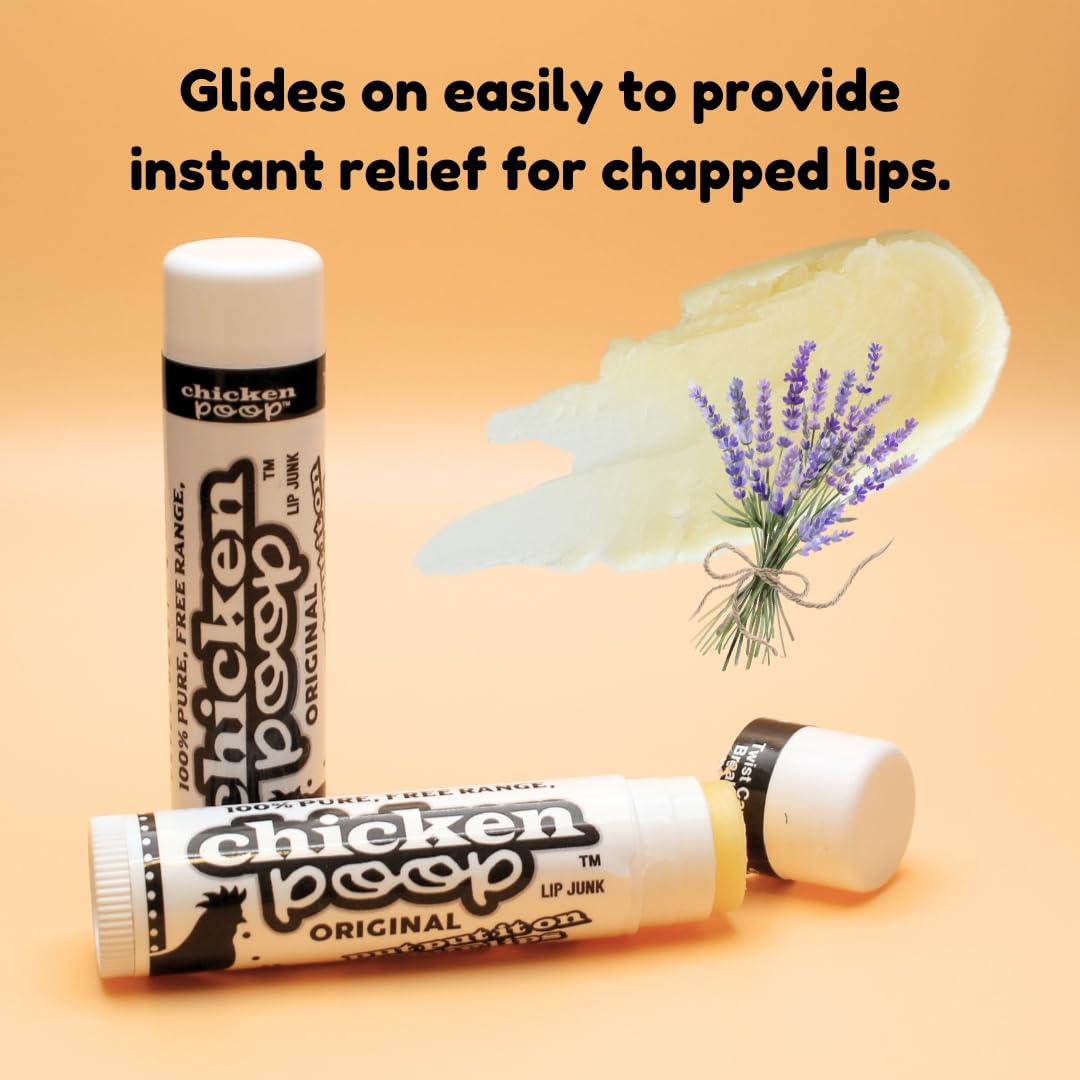 .15 oz. Chicken Poop® ORIGINAL FLAVOR Lip Junk for Dry, Chapped Lips, LIP BALM BULK PACK OF 16