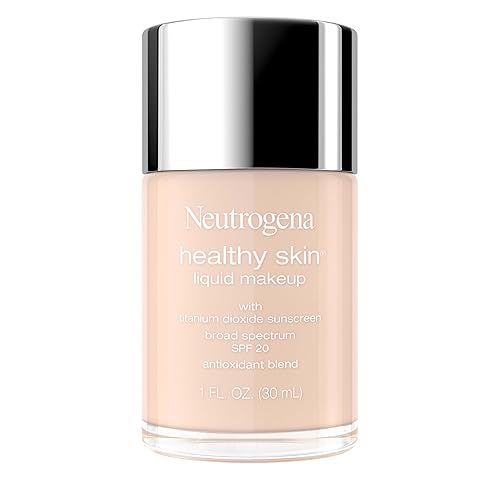 Neutrogena Healthy Skin Liquid Foundation Makeup Broad Spectrum SPF 20 Sunscreen, Medium Coverage, Vit B5, Antioxidants, All Day Wear, Porcelain 110N